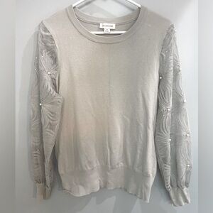 Calligraphie pearl sequin lace sleeved sweater